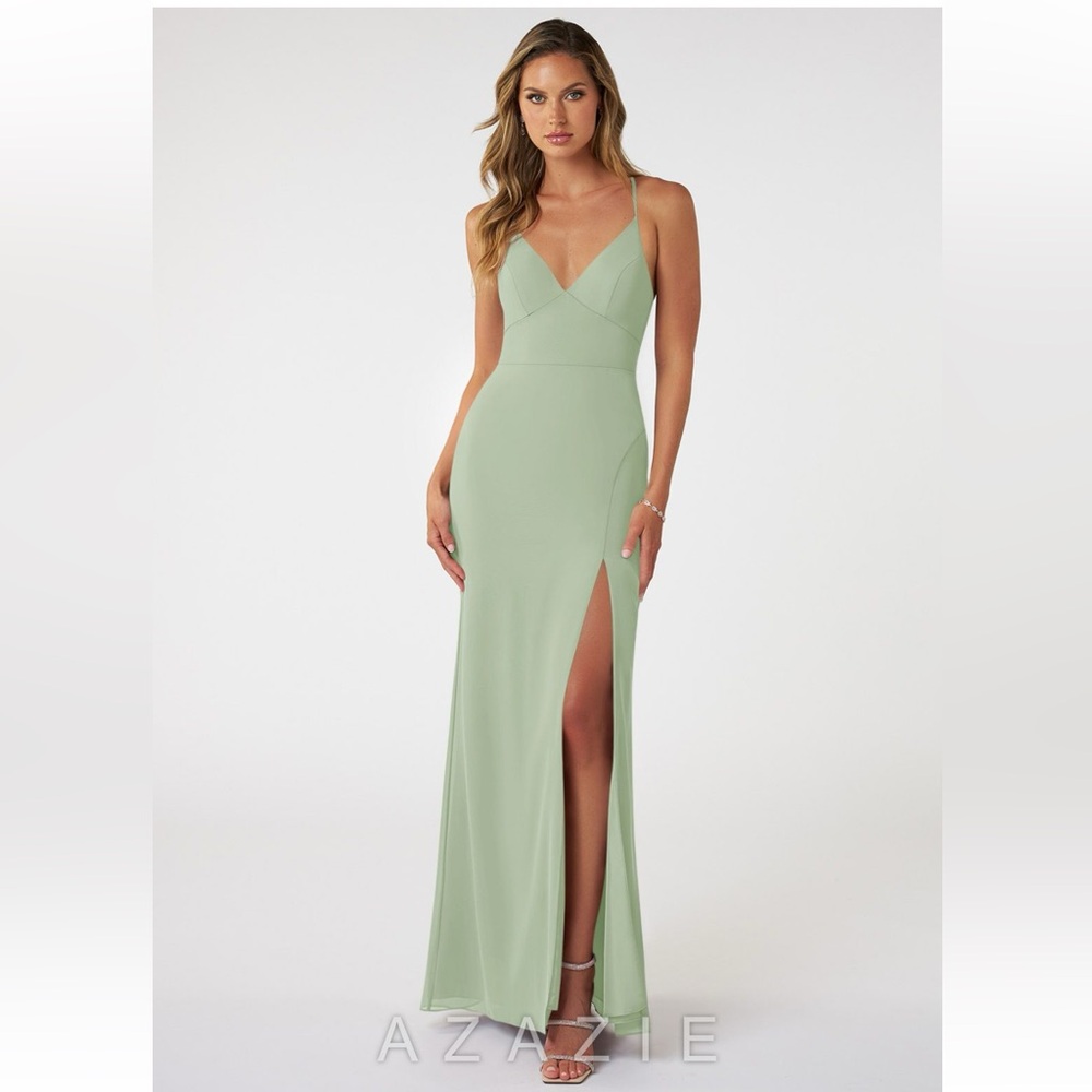 Azazie Becca Dusty Sage Green Gown